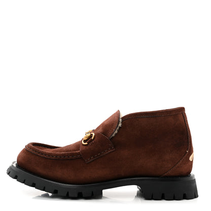 Gucci Suede Shearling Mens Harald Horsebit Ankle Boots 8 Light Brown Butterscotch 1 of 10