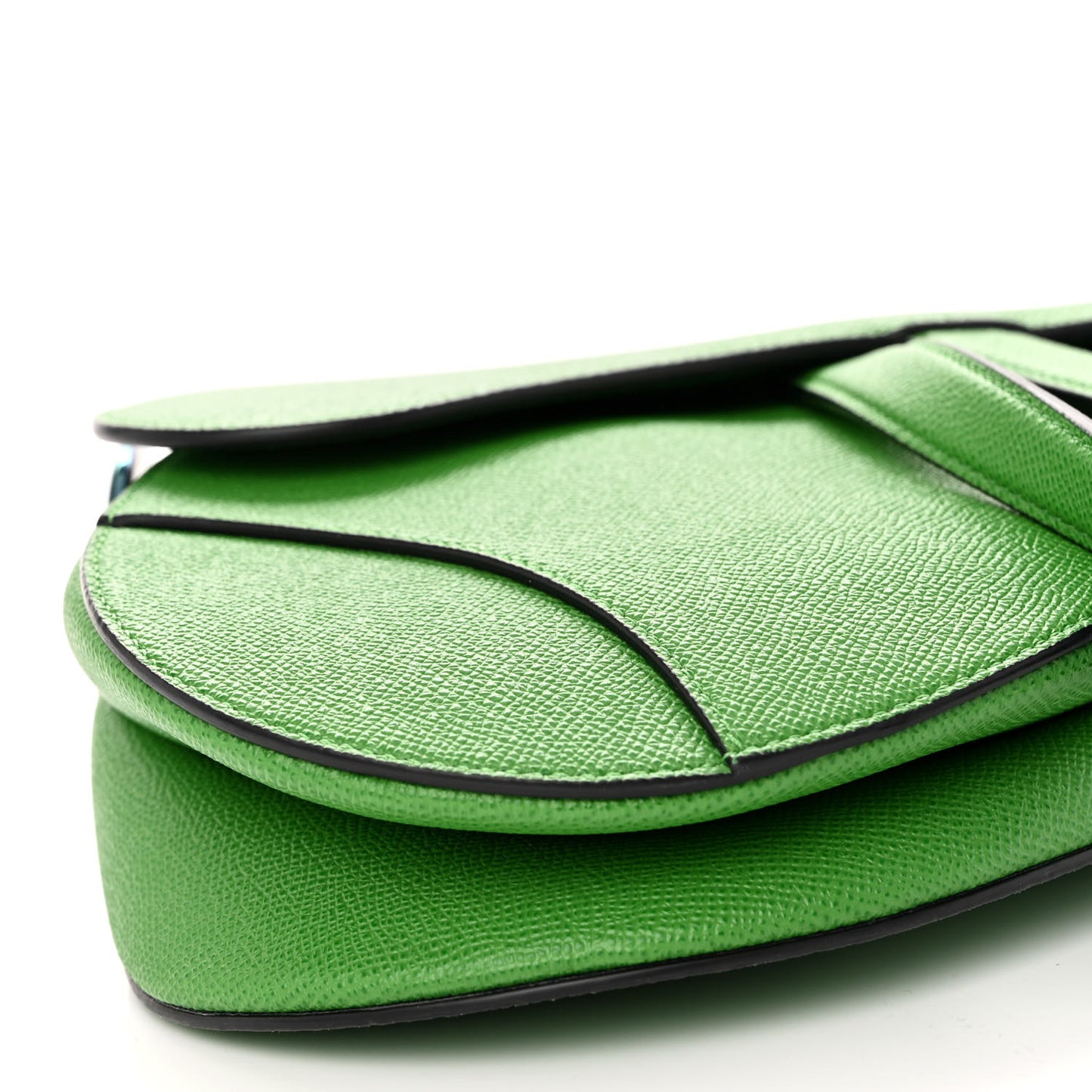 Grained Calfskin Saddle Bag Green