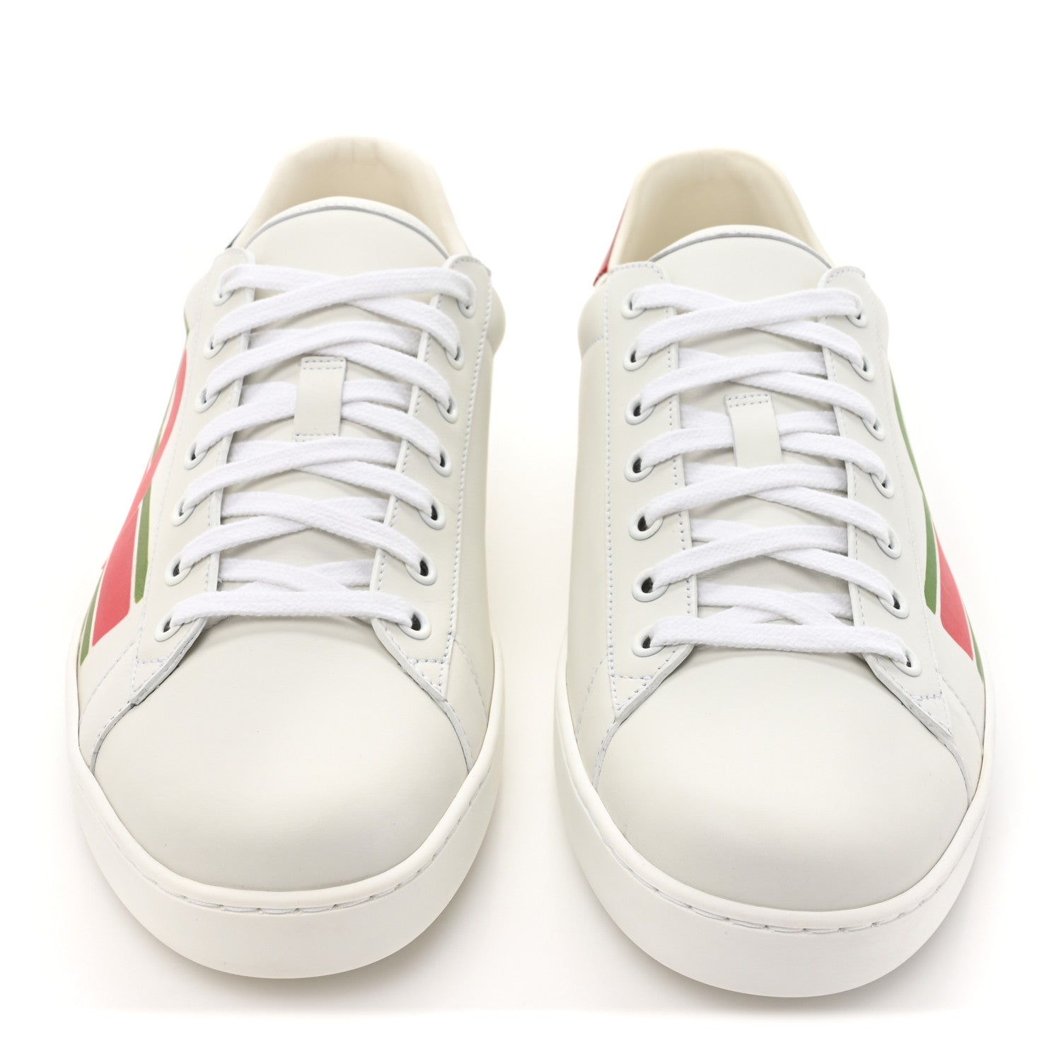 Gucci Calfskin Interlocking G Mens New Ace Sneakers 10.5 White Red Flame Green 2 of 10