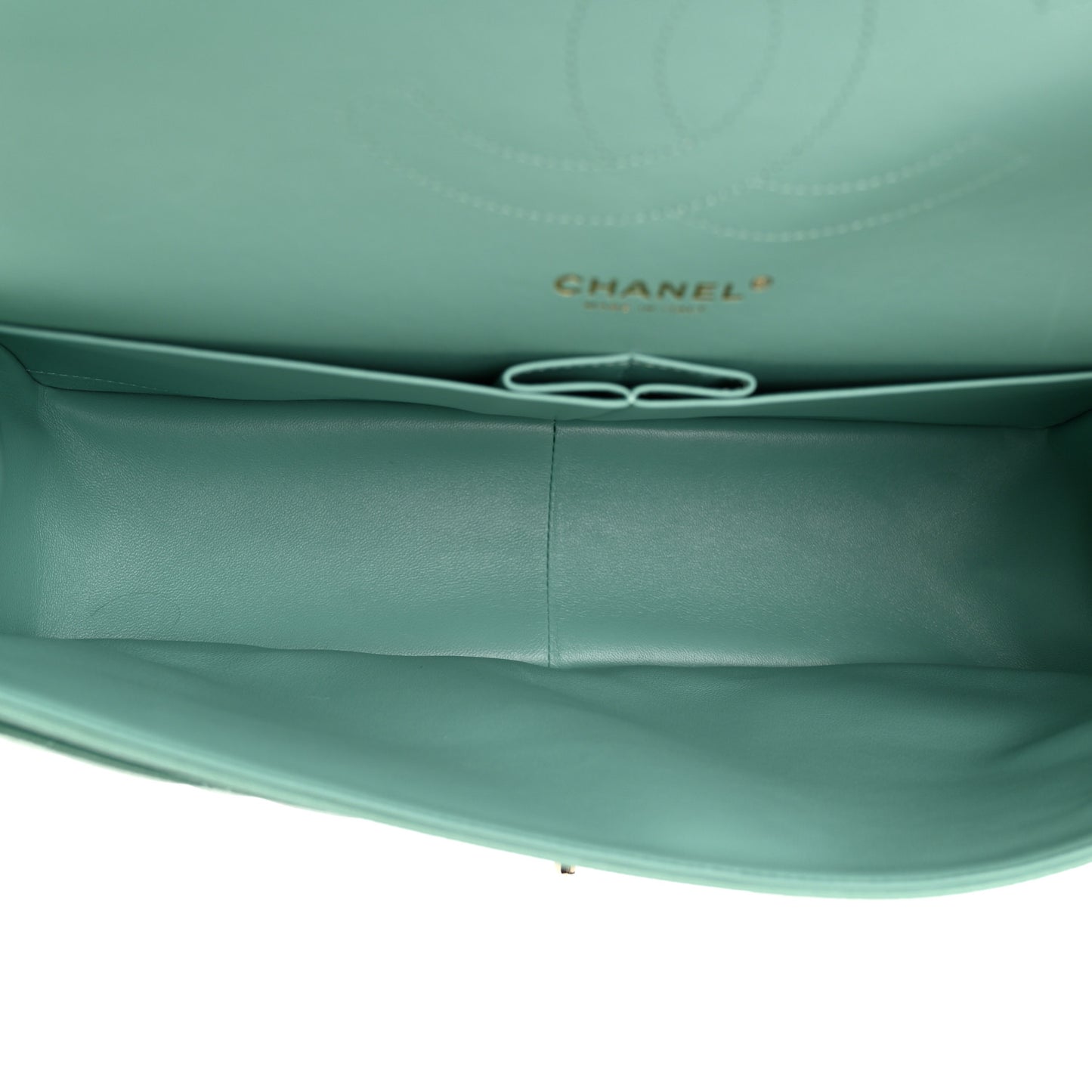 Caviar Quilted Jumbo Double Flap Light Green