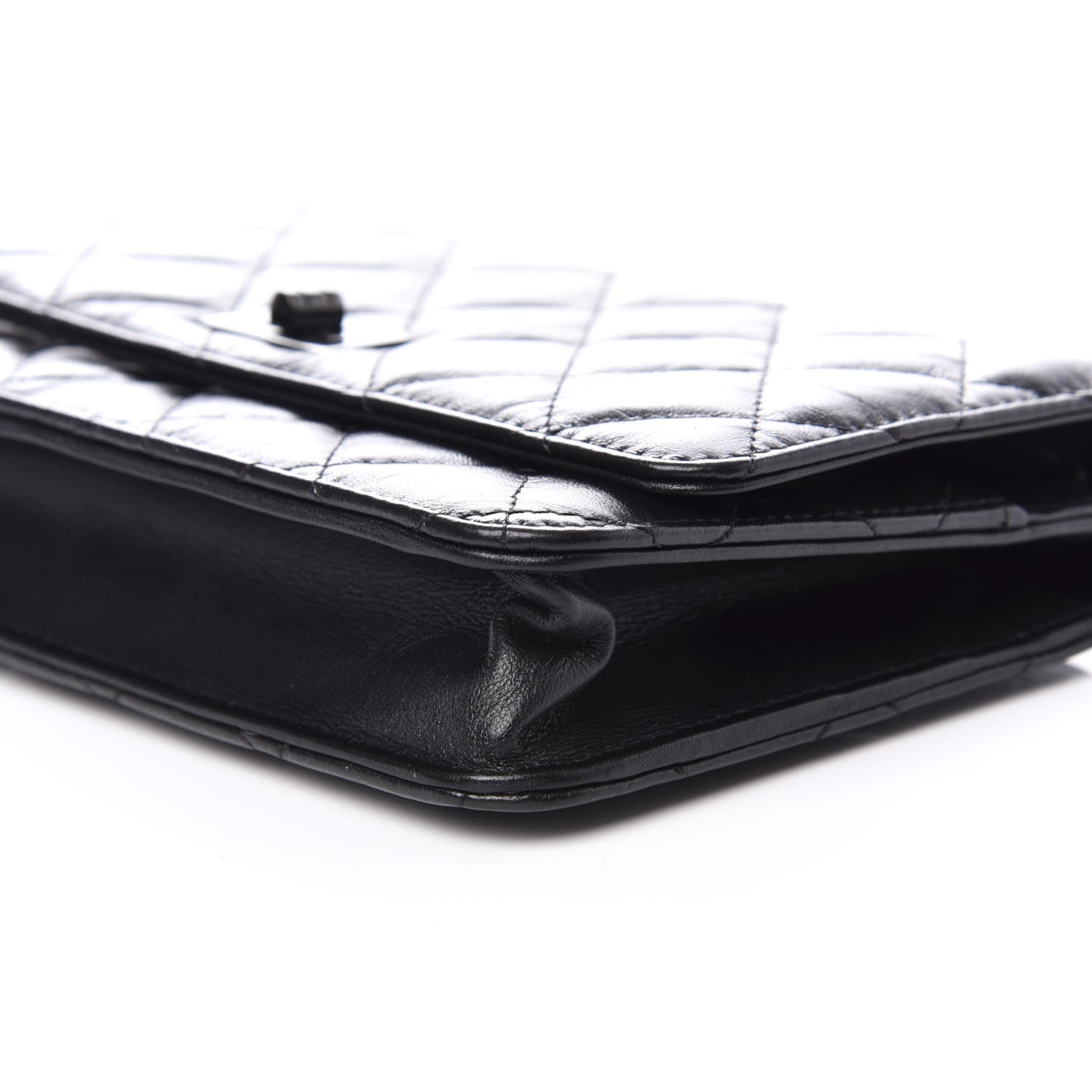 Chanel Aged Calfskin Quilted Reissue Wallet On Chain WOC So Black 8 of 9