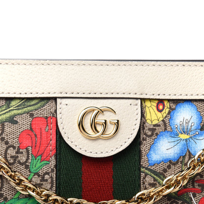 Gucci GG Supreme Monogram Flora Web Small Ophidia Chain Shoulder Bag White 10 of 11