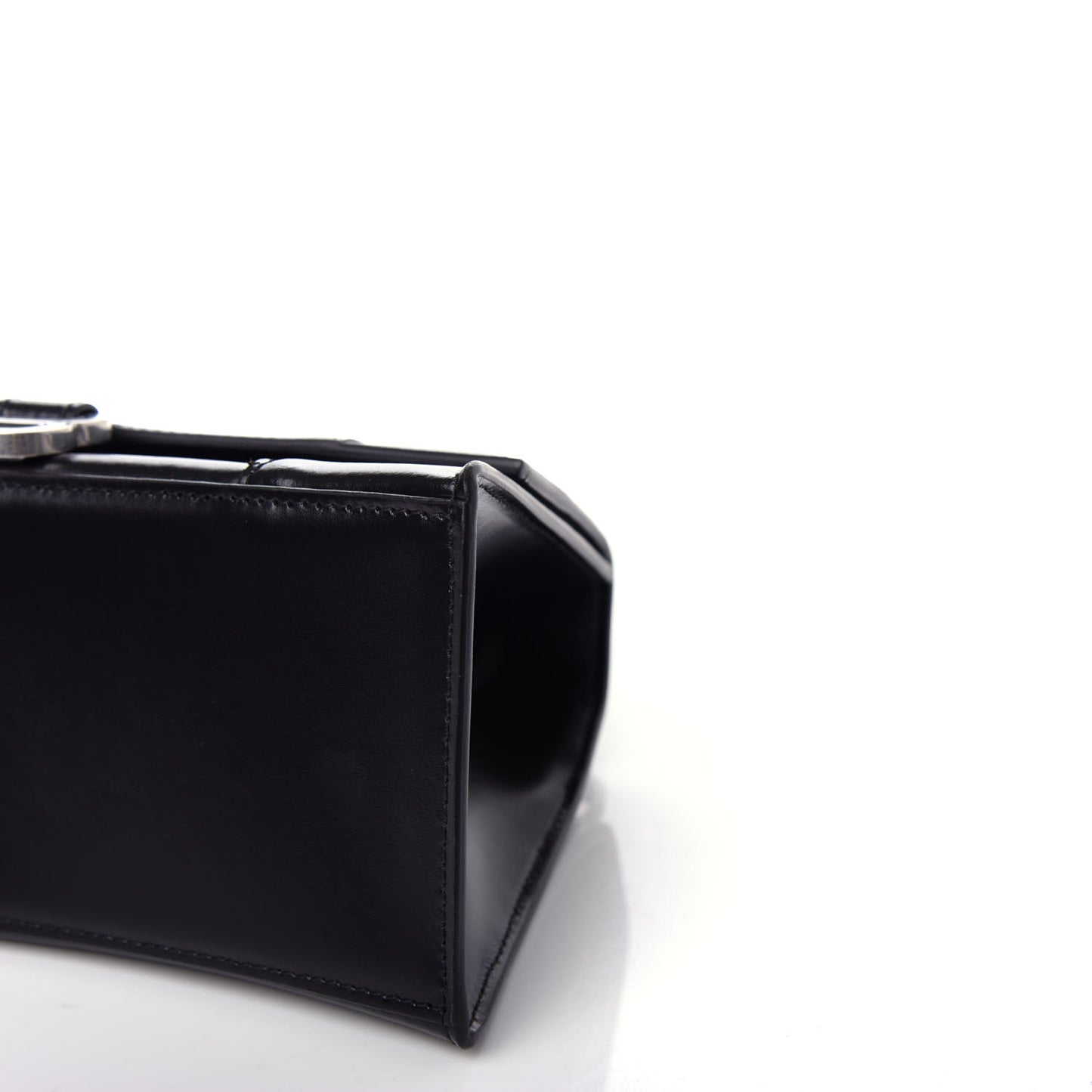 Shiny Box Calfskin Graffiti Logo Small Hourglass Top Handle Bag Black Silver