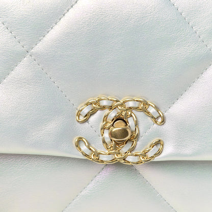 Chanel Iridescent Calfskin Quilted Medium Chanel 19 Flap White 10 of 12