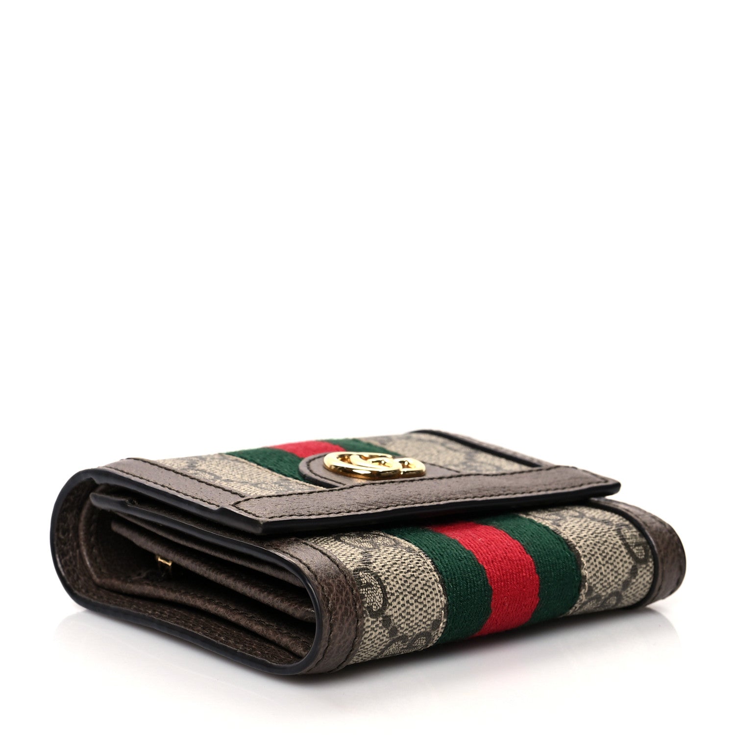 Gucci GG Supreme Monogram Web Ophidia French Flap Wallet Beige New Acero 4 of 8
