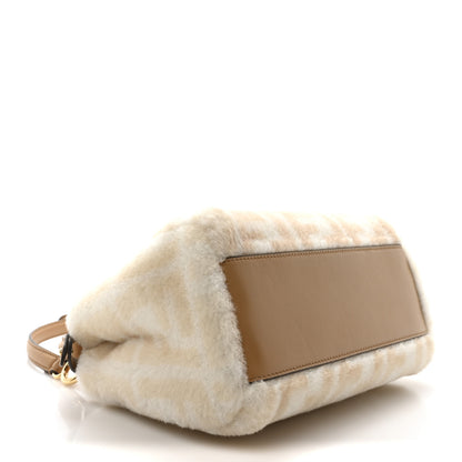 Fendi Shearling Nappa Macro FF 1974 Mini Peekaboo Iconic Satchel White Ice Cuoio Miele Scuro 4 of 10