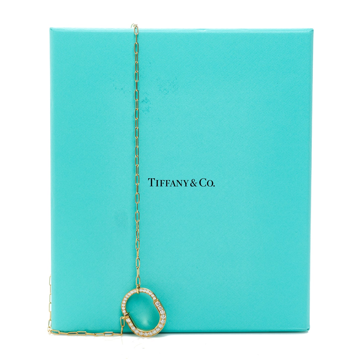 18K Yellow Gold Diamond Medium Lock Pave Pendant Necklace