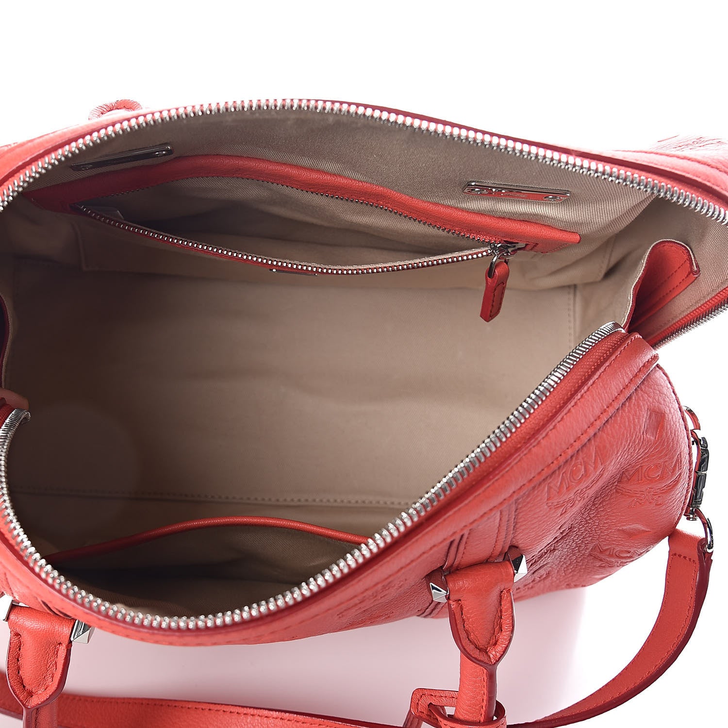 MCM Visetos Medium Essential Boston Bag Coral 5 of 9