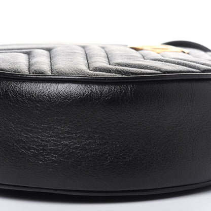 Gucci Azalea Calfskin Matelasse Heart Mini GG Marmont Round Shoulder Bag Black 11 of 13