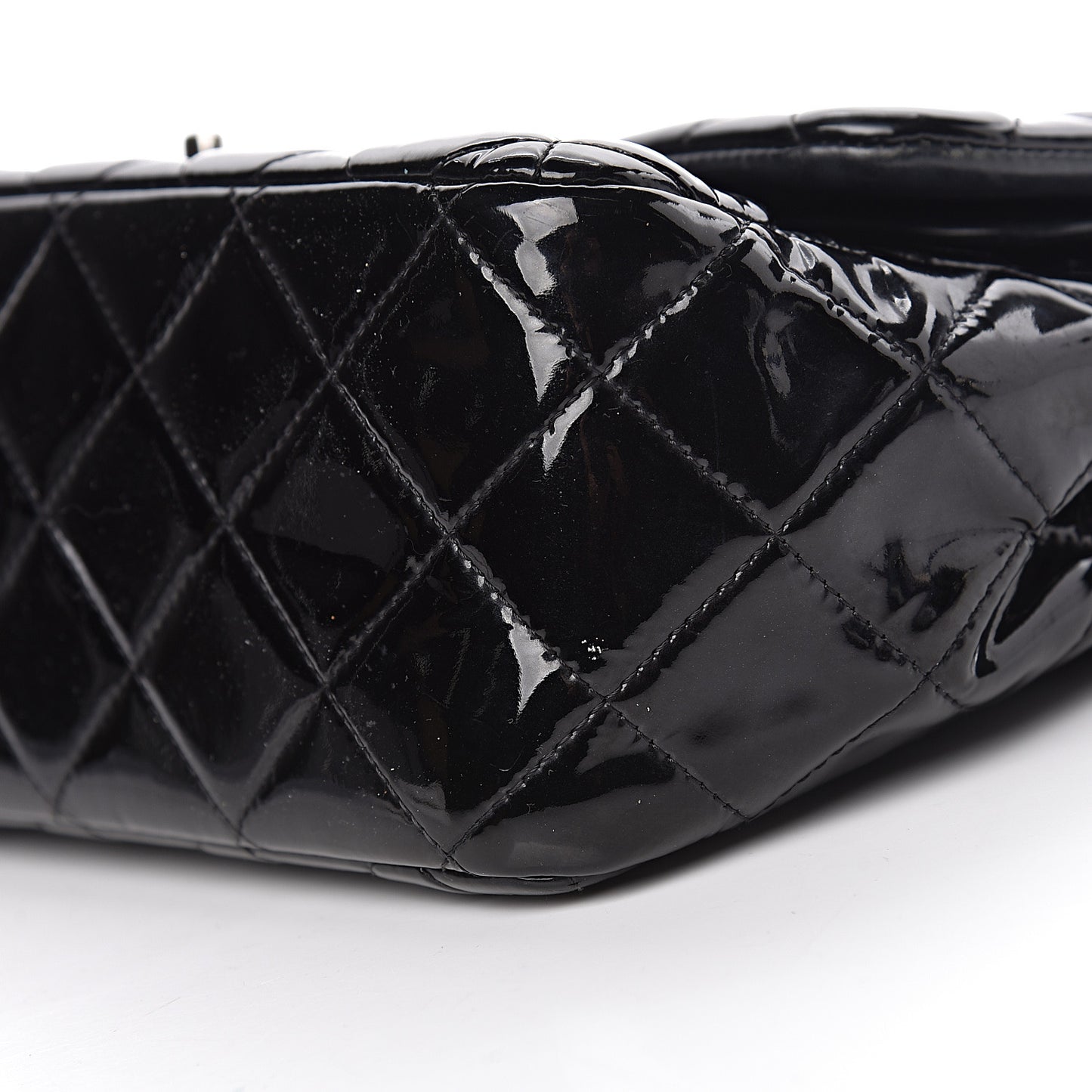 Patent Quilted Jumbo Double Flap Black