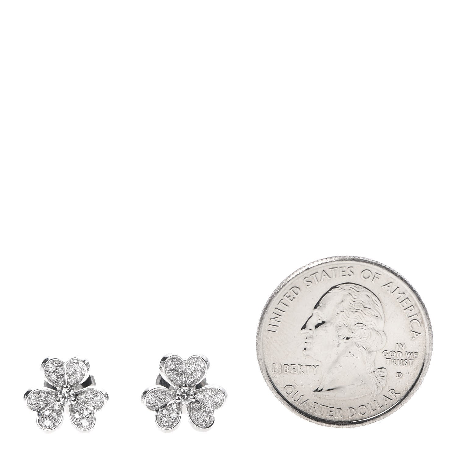 Van Cleef & Arpels 18K White Gold Diamond Mini Frivole Pave Earrings 2 of 7