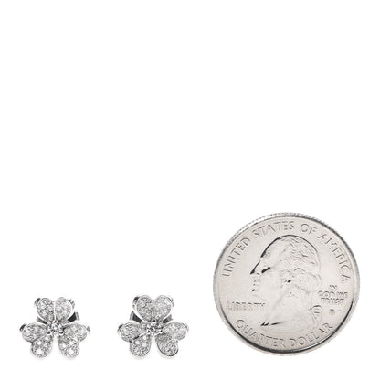 Van Cleef & Arpels 18K White Gold Diamond Mini Frivole Pave Earrings 2 of 7