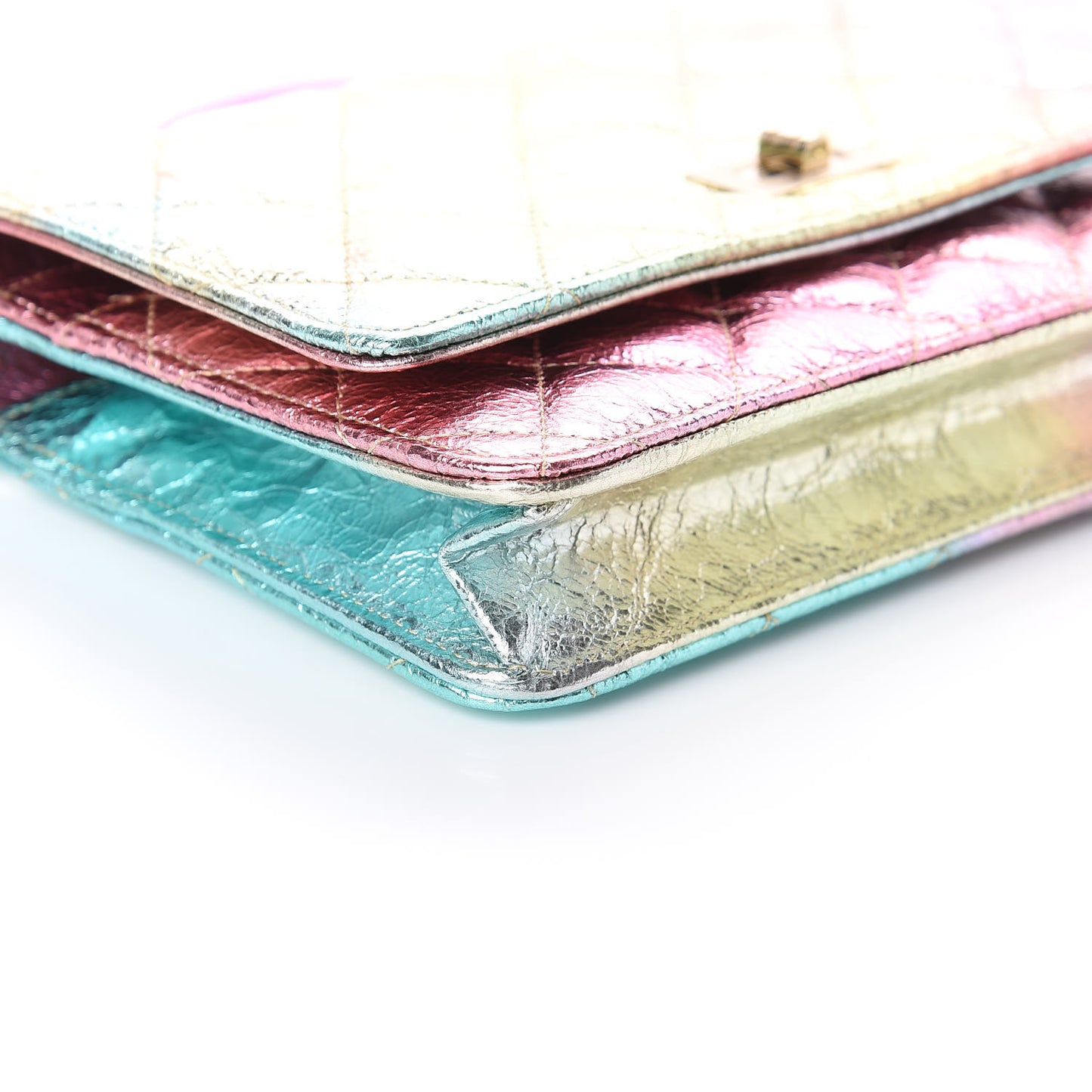 Metallic Goatskin Quilted 2.55 Reissue Wallet on Chain WOC Multicolor