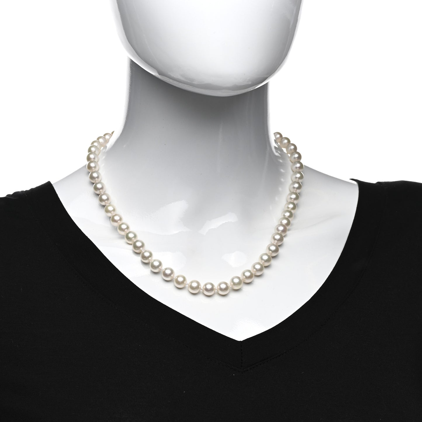 18K Yellow Gold Akoya Pearl 8-8.5mm Strand Necklace 18"