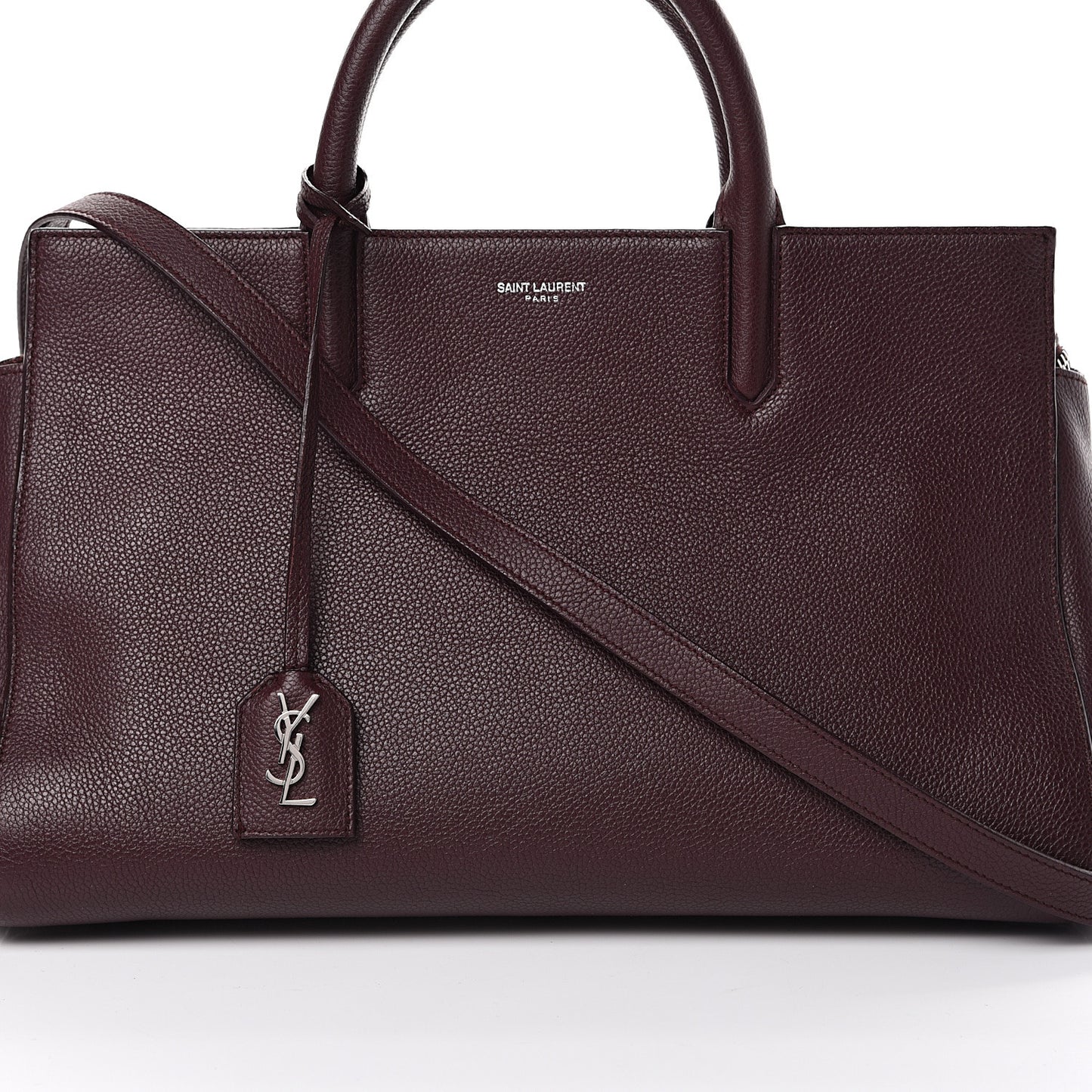 Grained Calfskin Small Cabas Rive Gauche Amaranto