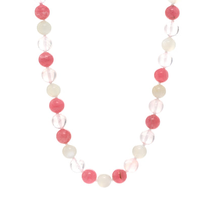 Tiffany Sterling Silver Rose Quartz Moonstone Rhodochrosite Bead Necklace 1 of 4