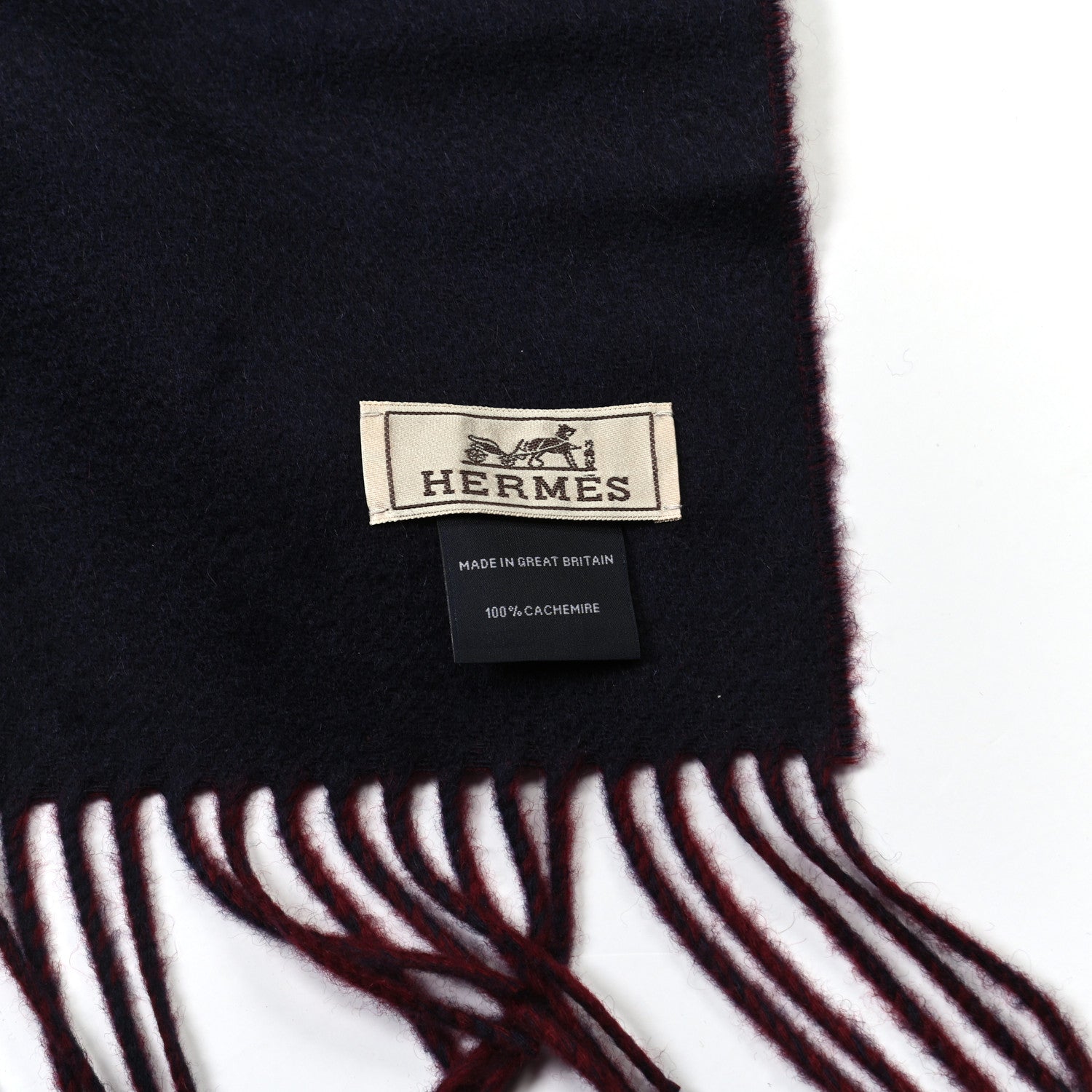Hermes Cashmere Recto Verso Muffler Rouge H Marine 3 of 4