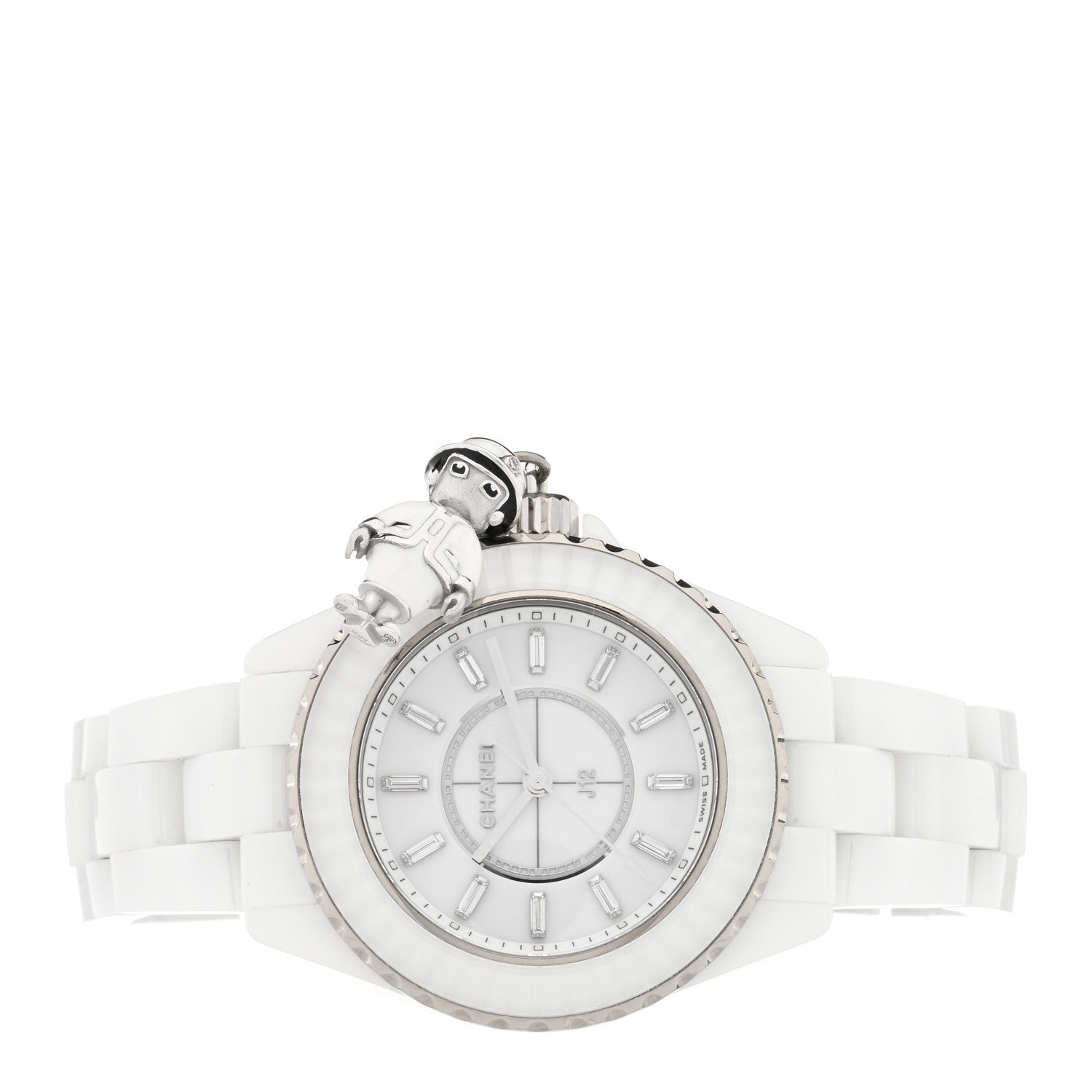 Chanel 18K White Gold Ceramic Diamond 33mm J12 Limited Edition Mademoiselle Charm Quartz Watch White 2 of 5