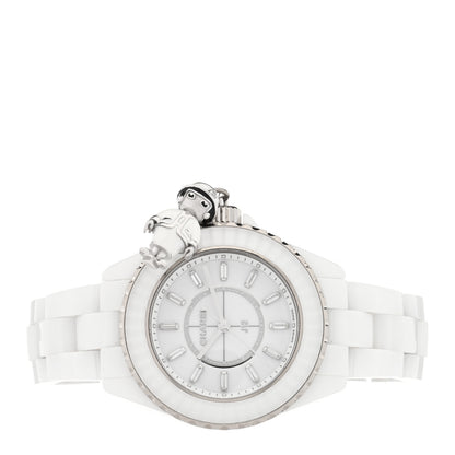 Chanel 18K White Gold Ceramic Diamond 33mm J12 Limited Edition Mademoiselle Charm Quartz Watch White 2 of 5