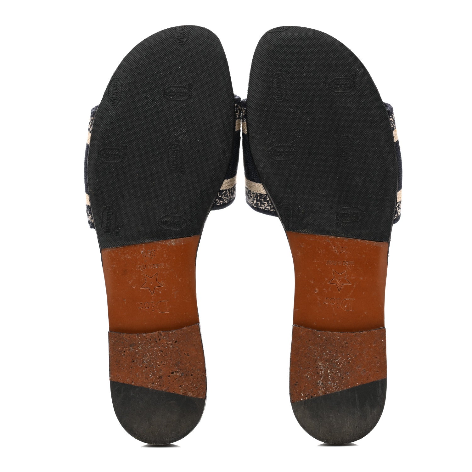 Christian Dior Canvas Embroidered Dway Mules Slide Sandals 36.5 Deep Blue 6 of 12