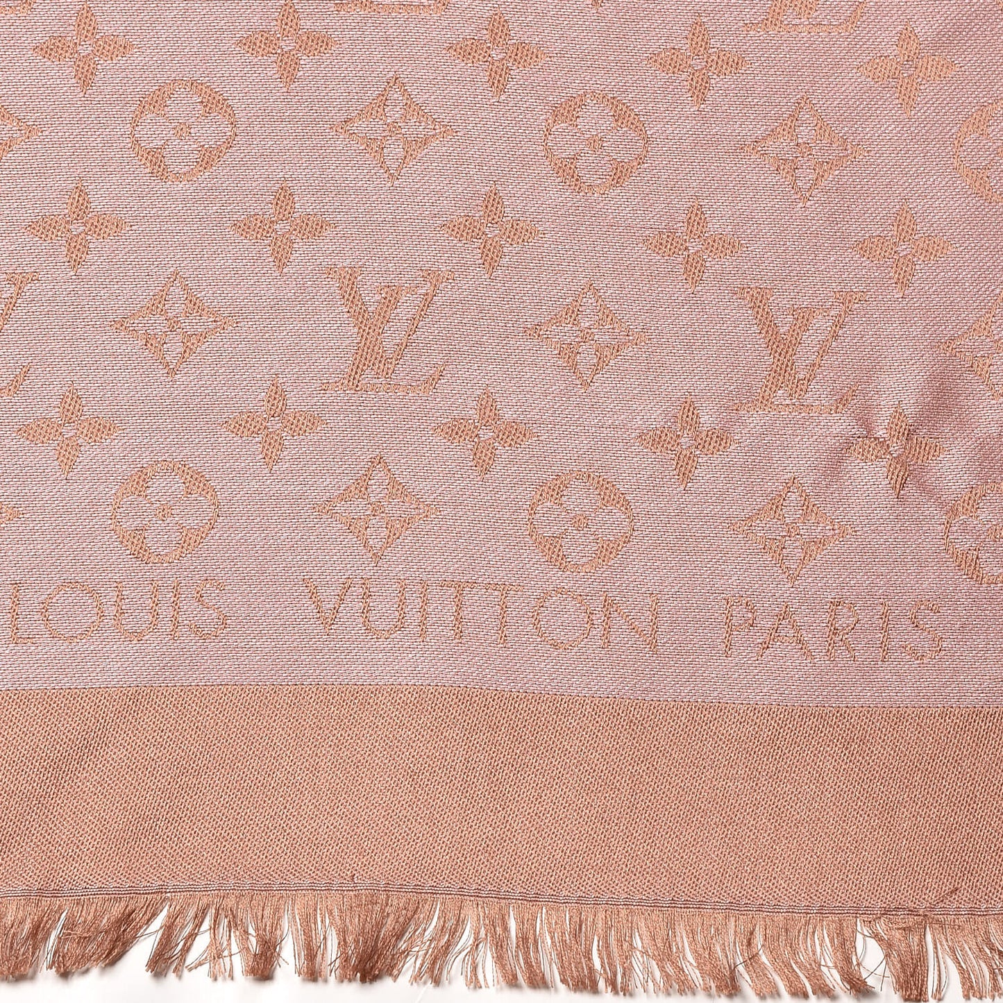 Silk Wool Monogram Shine Shawl Rose
