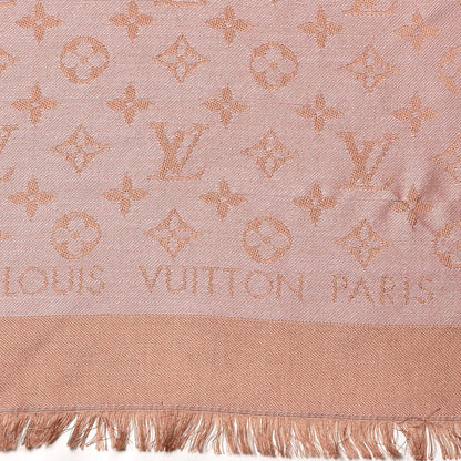 Louis Vuitton Silk Wool Monogram Shine Shawl Rose 3 of 5