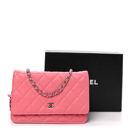 Chanel Lambskin Quilted Wallet On Chain WOC Pink 12 of 12