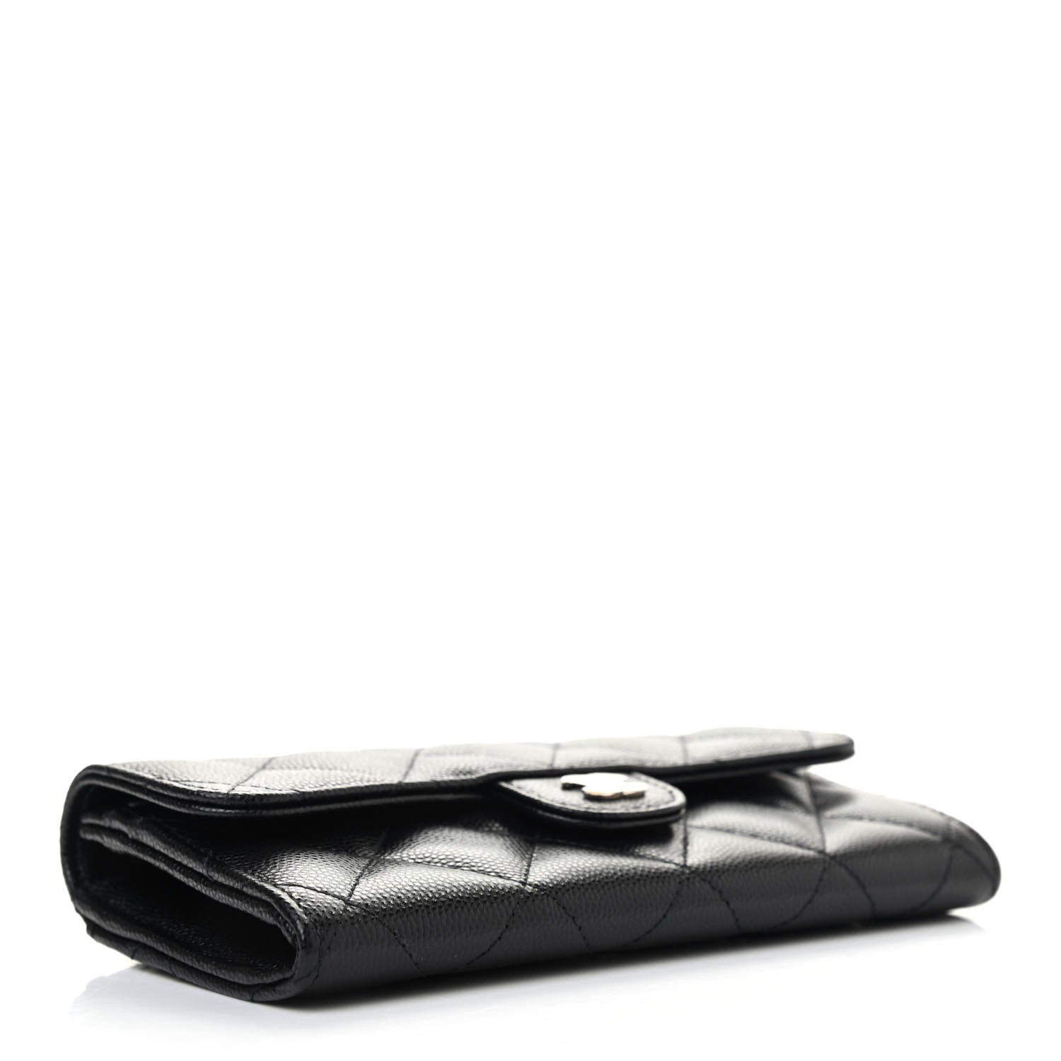 Chanel Caviar Quilted Medium Gusset Flap Wallet Black 3 of 4