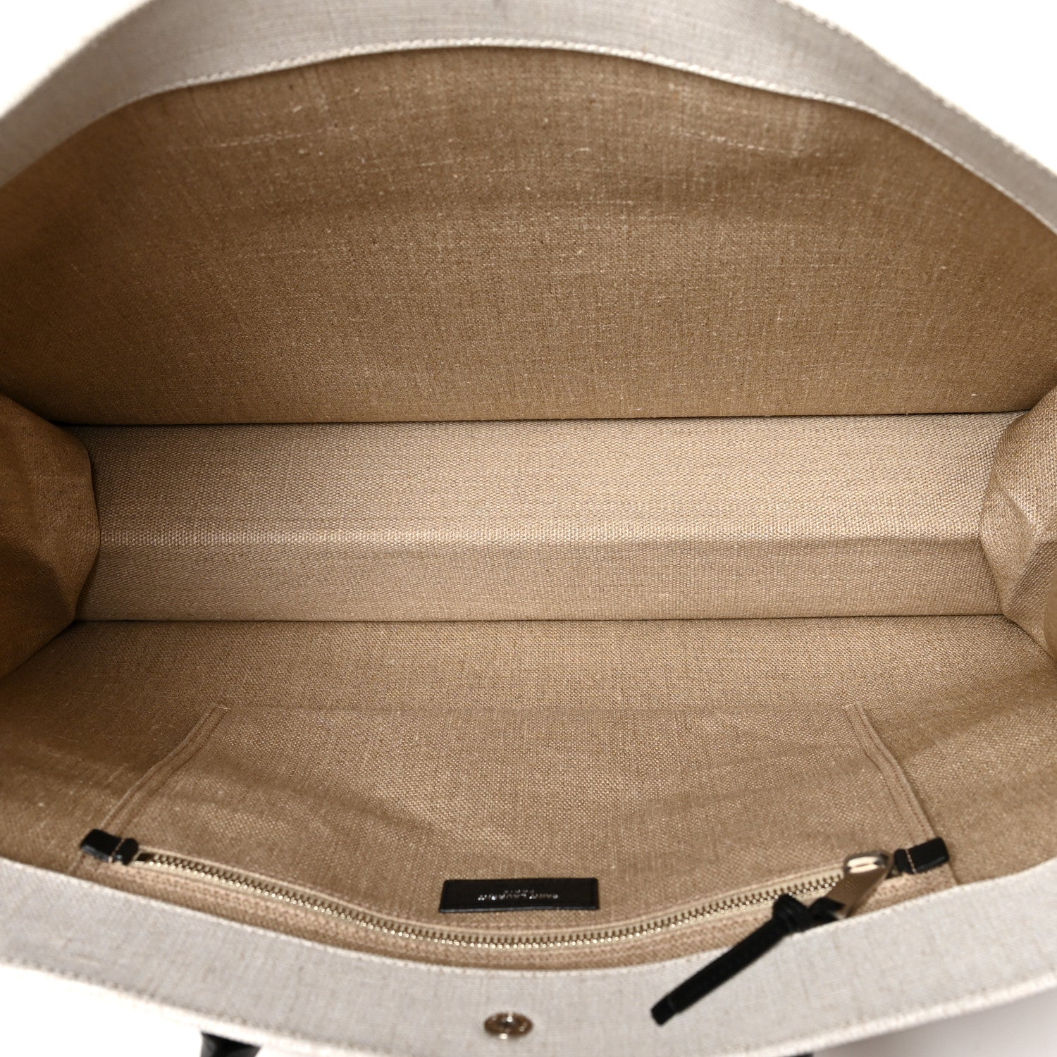 Saint Laurent Linen Calfskin Rive Gauche Tote Optic White 5 of 9