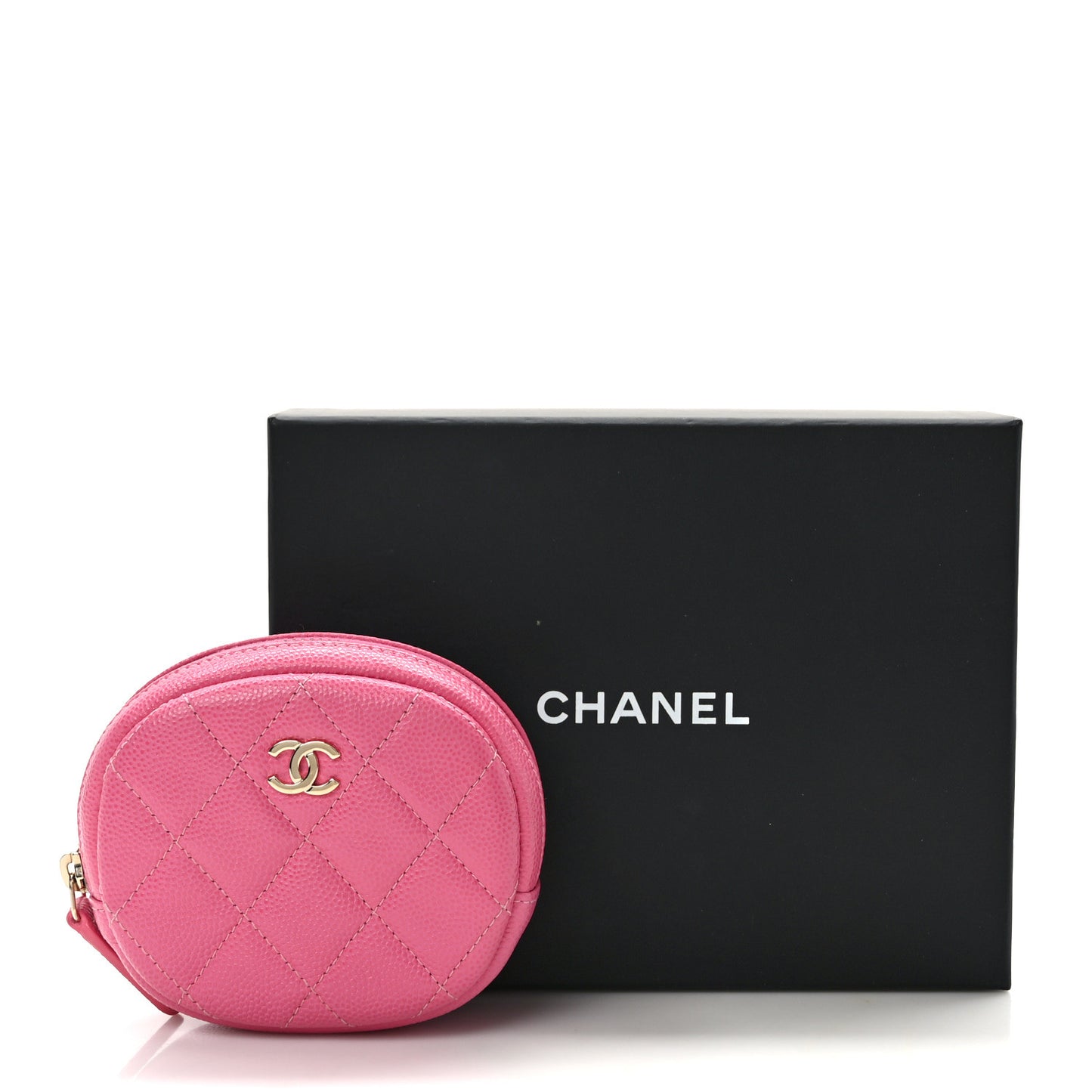 Caviar Quilted Zip Around Classic Coin Purse Pink