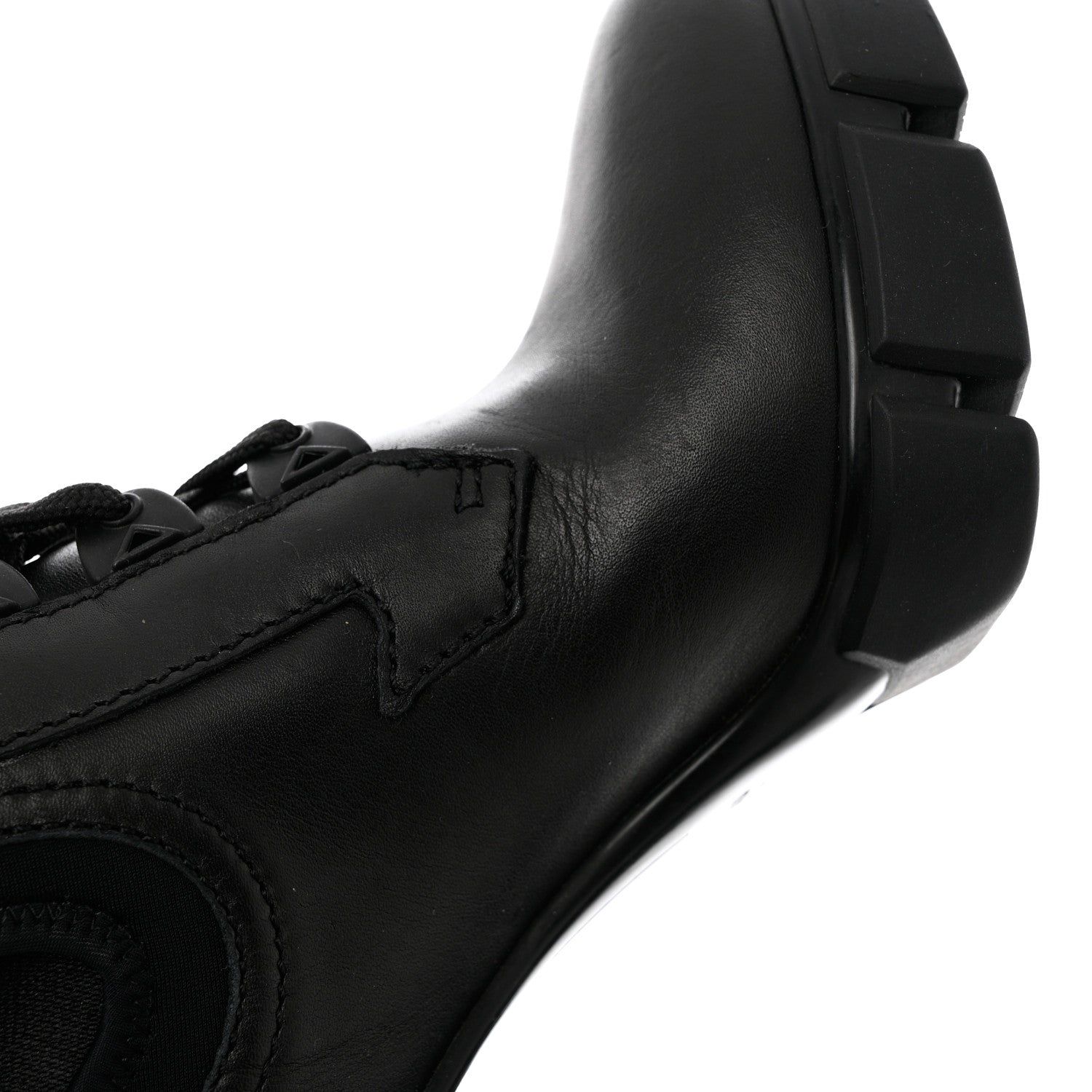 Prada Vitello Montana Neoprene Lace Up Chelsea 110mm Ankle Boots 35 Black 10 of 11