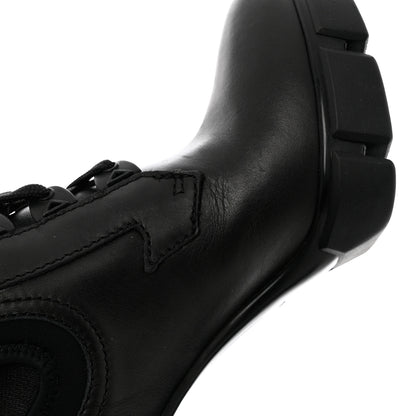 Prada Vitello Montana Neoprene Lace Up Chelsea 110mm Ankle Boots 35 Black 10 of 11