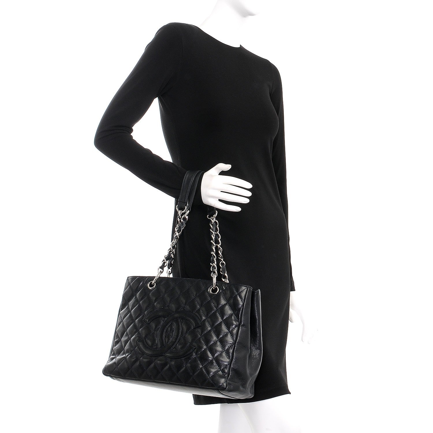 Chanel Caviar Quilted Grand Shopping Tote GST Navy Blue 2 of 7