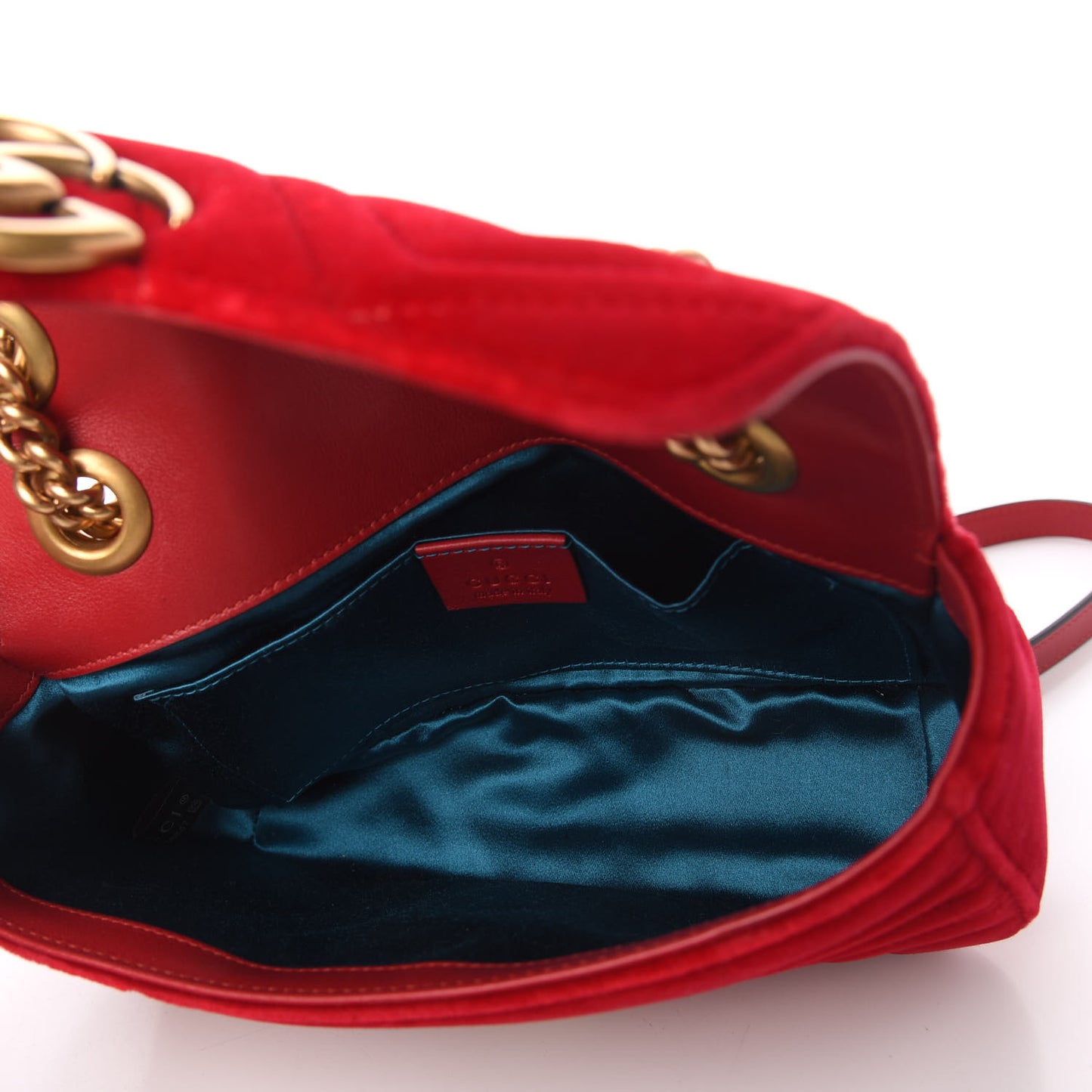 Velvet Matelasse Mini GG Marmont Shoulder Bag Hibiscus Red