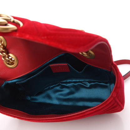 Gucci Velvet Matelasse Mini GG Marmont Shoulder Bag Hibiscus Red 5 of 10