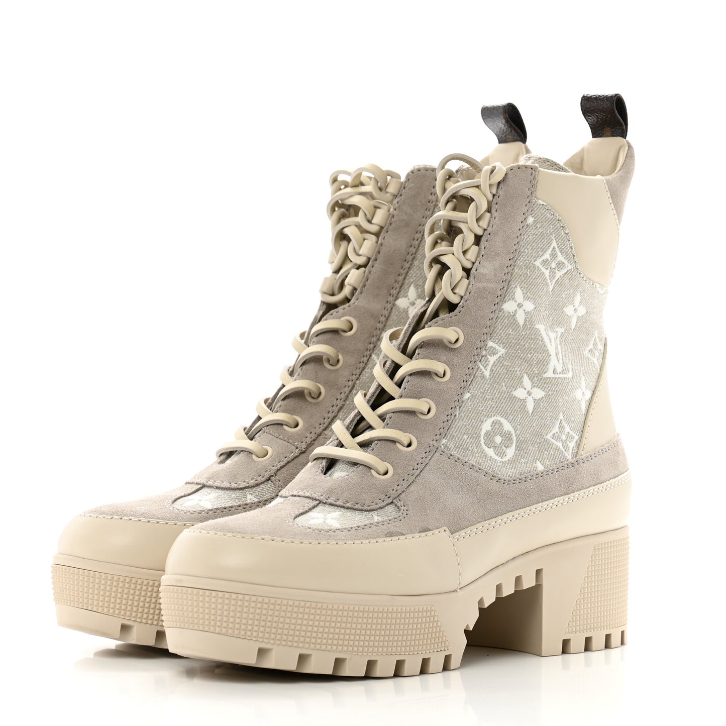 Suede Calfskin Laureate Platform Desert Boots 37.5 Taupe