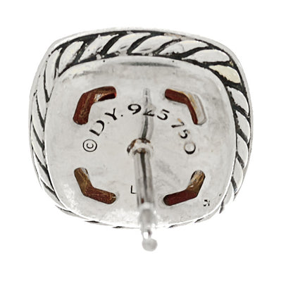 David Yurman Sterling Silver 18K Yellow Gold Diamond Garnet 7mm Petite Albion Earrings 4 of 4