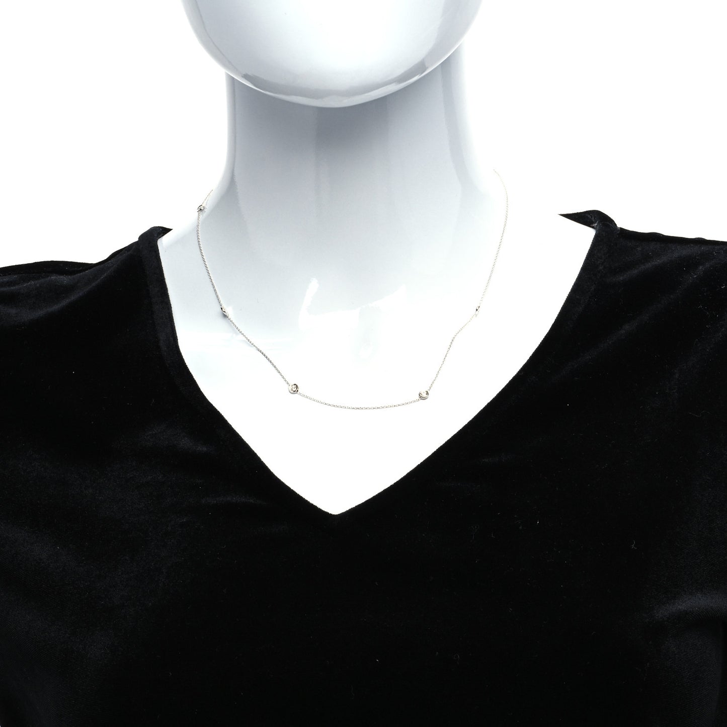 18K White Gold Diamond .23ctw Diamonds By The Inch Five Station Necklace