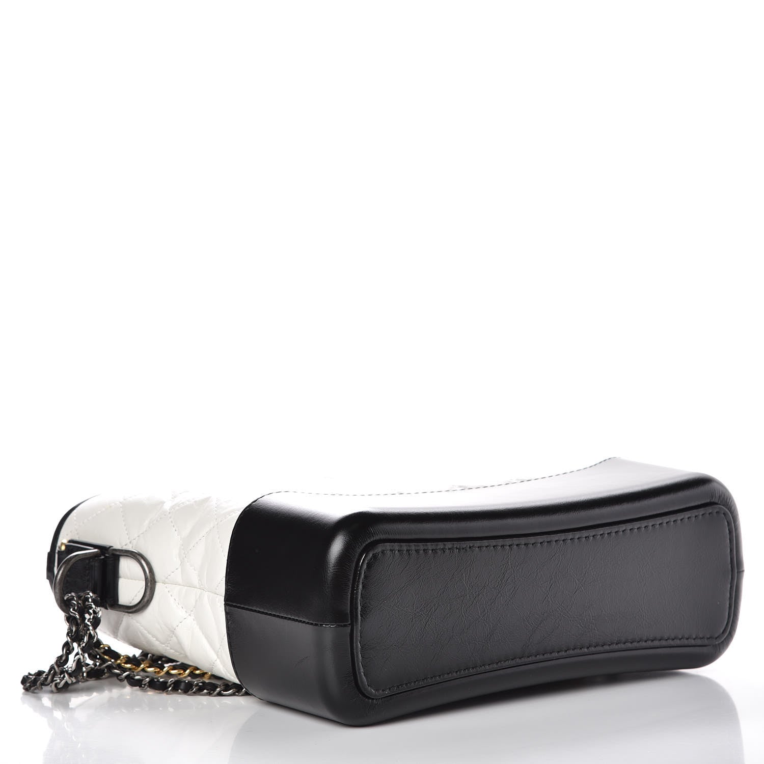 Chanel Aged Calfskin Quilted Medium Gabrielle Hobo Black White 4 of 10