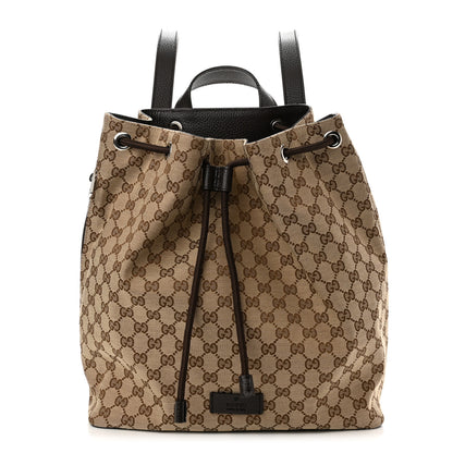 Gucci Monogram Dollar Calfskin O Drawstring Backpack Beige Ebony Testa di Moro Dark Chocolate 1 of 9