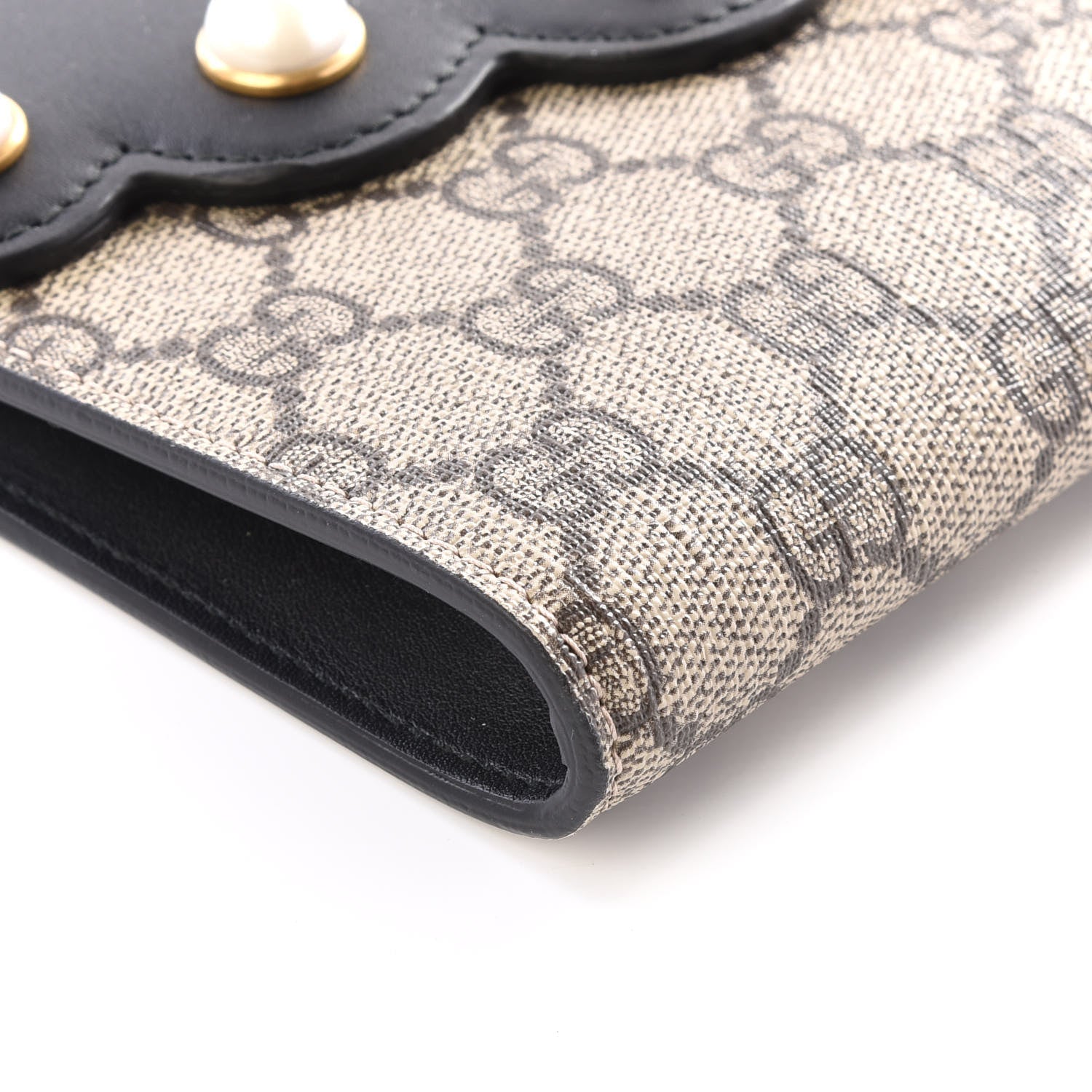 Gucci GG Supreme Monogram Mini Peony Pearly Clutch Black 5 of 11