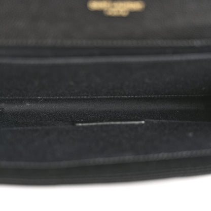 Saint Laurent Grain De Poudre Matelasse Chevron Monogram Envelope Clutch Black 5 of 12