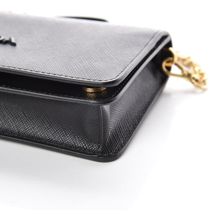 Prada Saffiano Shine Chain Wallet Black 6 of 9