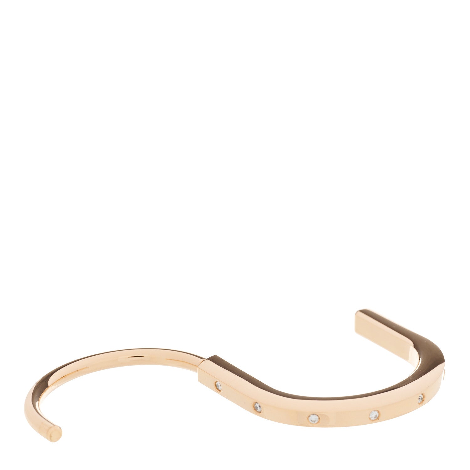 Tiffany 18K Rose Gold Diamond Tiffany Lock Bangle Bracelet 4 of 6
