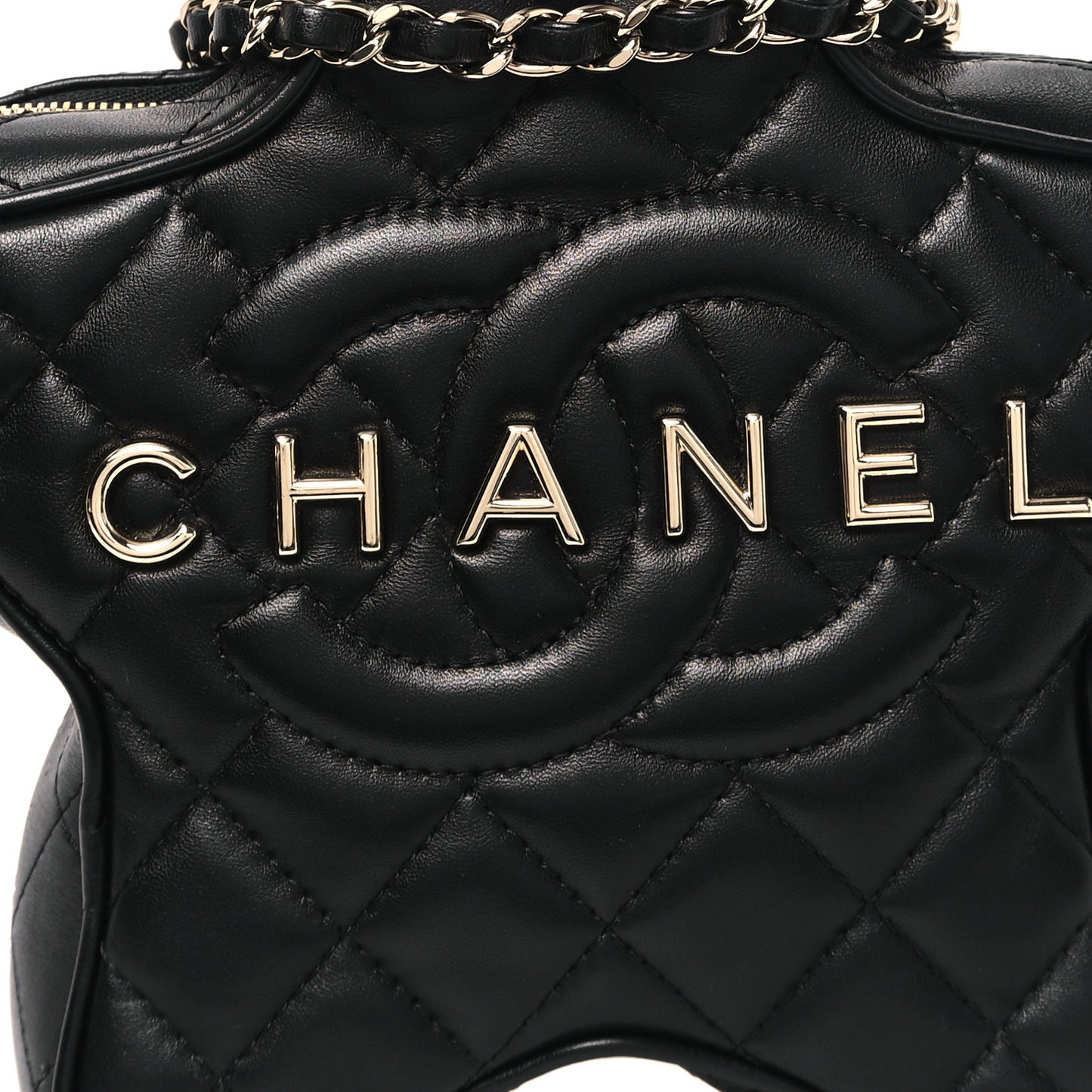 Lambskin Quilted Walk of Fame Star Bag Black