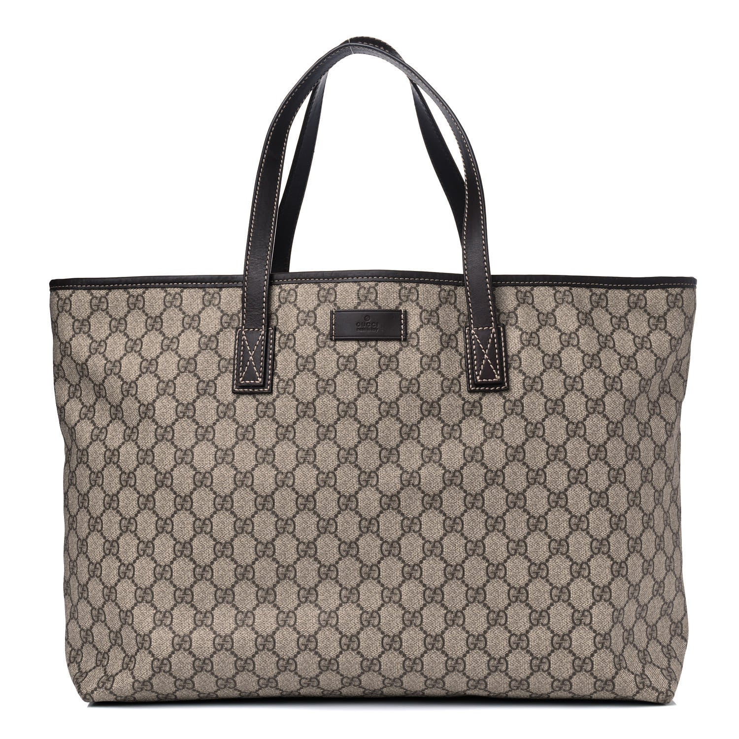 Gucci GG Supreme Monogram Large Zippered Shopping Tote Brown 1 of 13