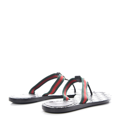 Gucci Nylon Guccissima Web Womens Thong Sandals 39.5 Green Red Black 4 of 8