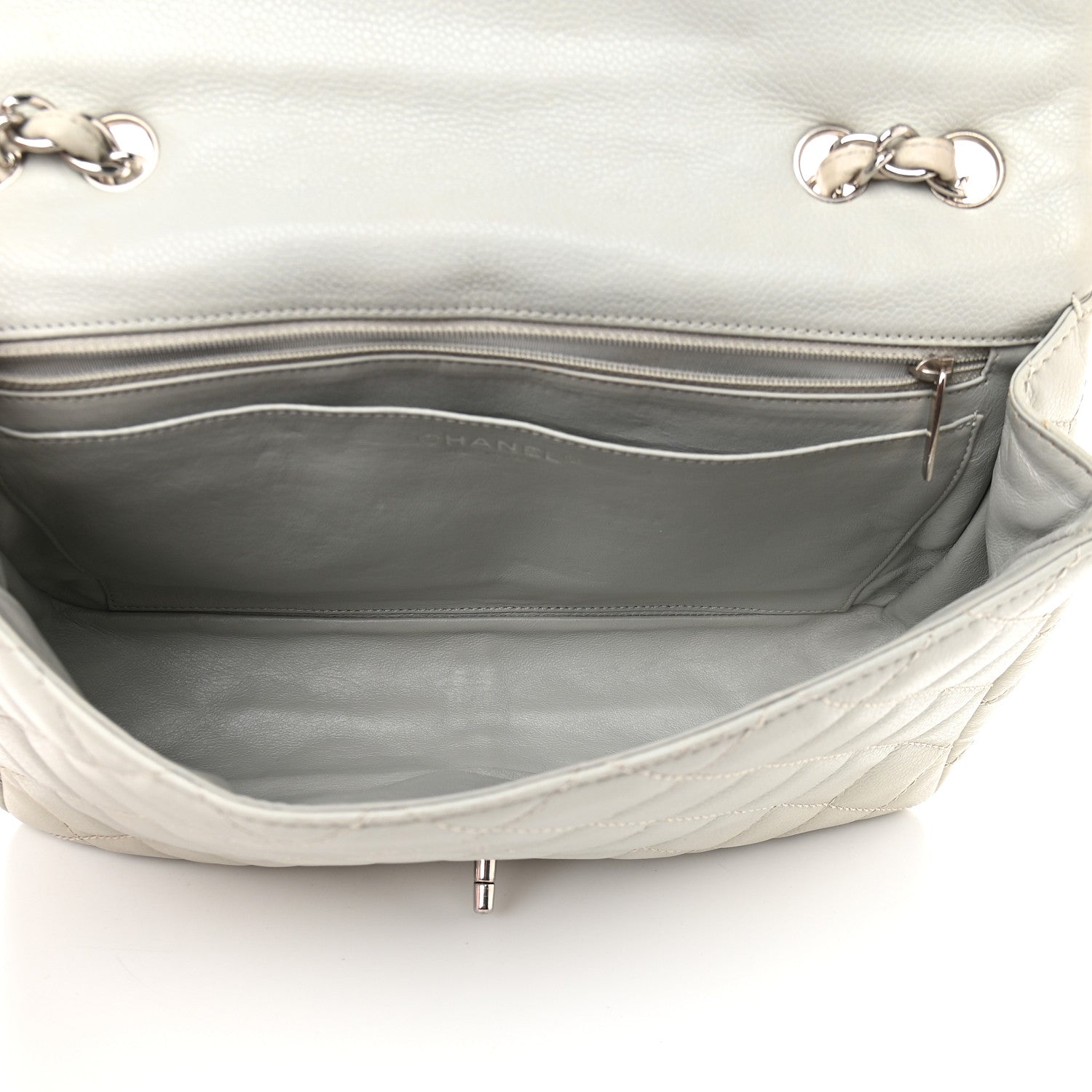 Chanel Caviar Quilted Jumbo Single Flap Grey 4 of 9