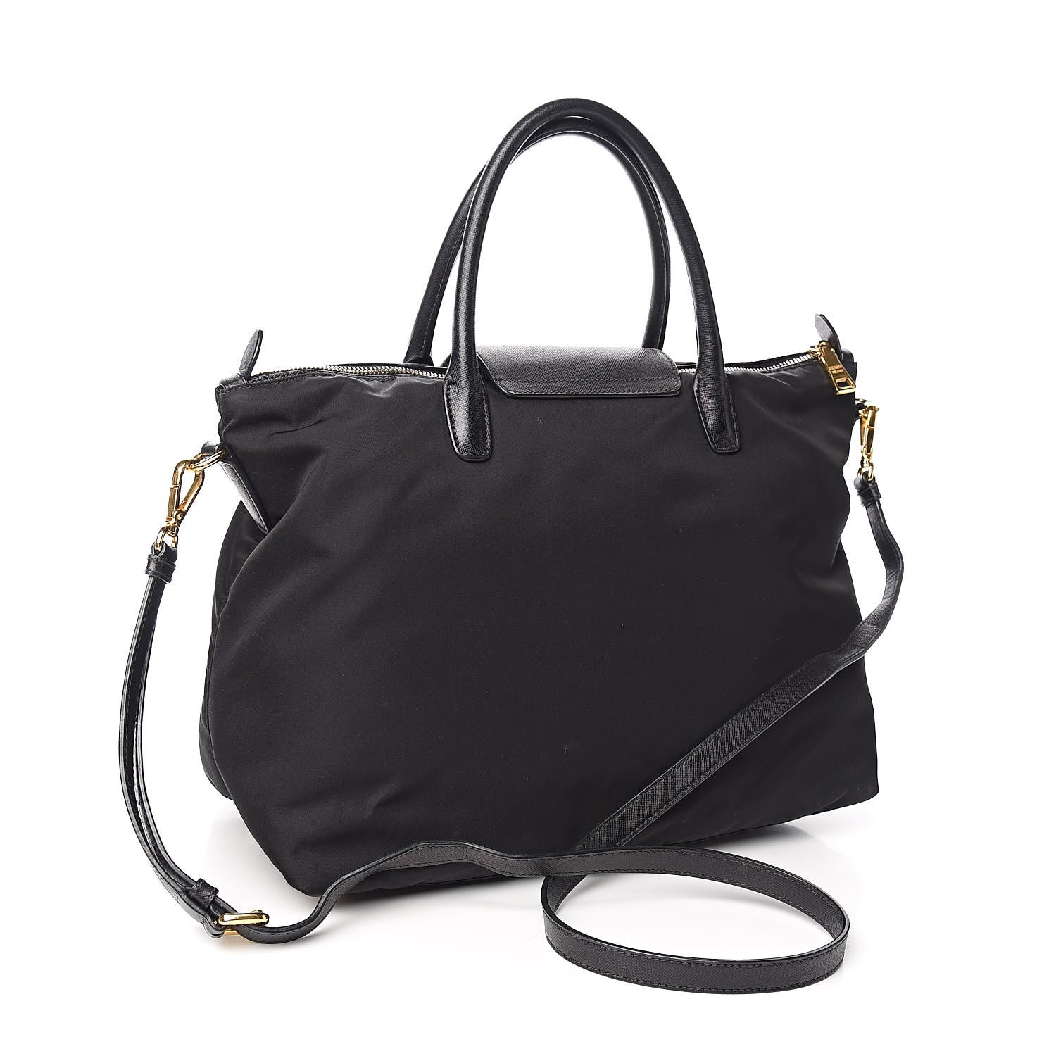 Prada Tessuto Nylon Saffiano Tote Black 3 of 15