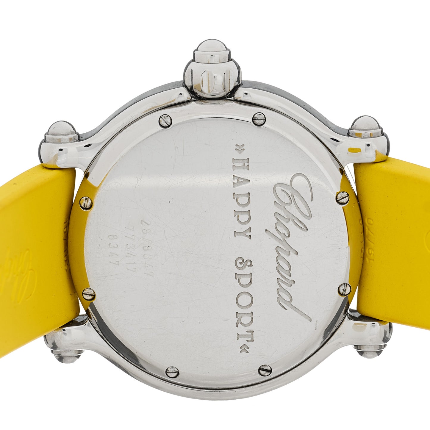 Stainless Steel Rubber Diamond 38mm Happy Sport Fish Quartz Watch Yellow